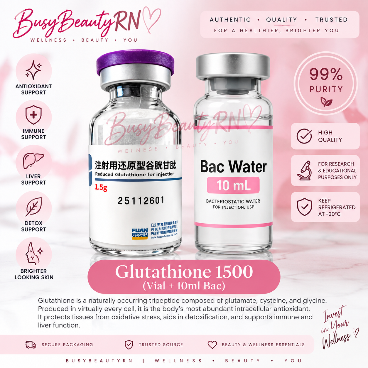 Glutathione 1500 – Vial + 10mL Bac Water_0