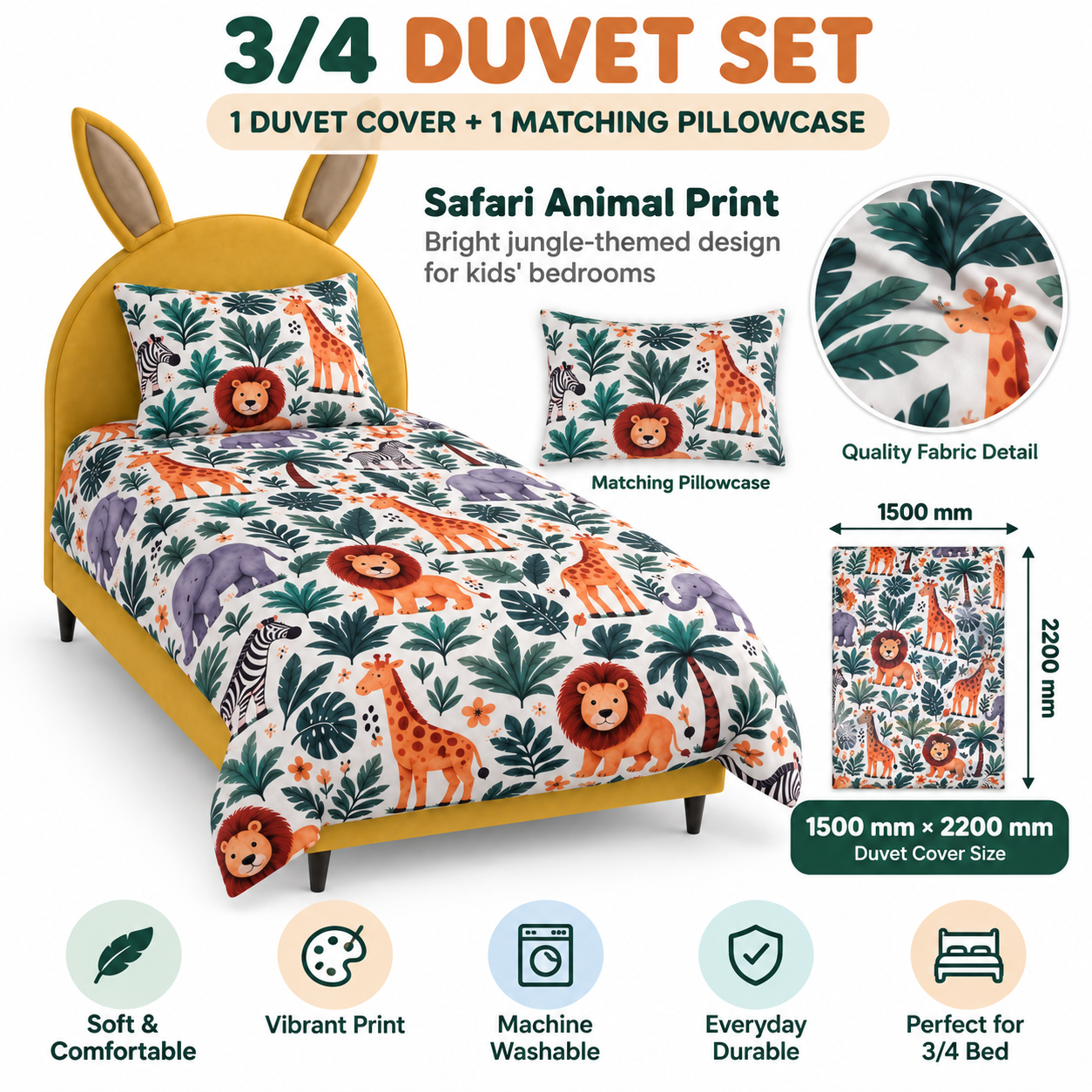 Kidsrock Safari Friends 3/4 Duvet Set_4