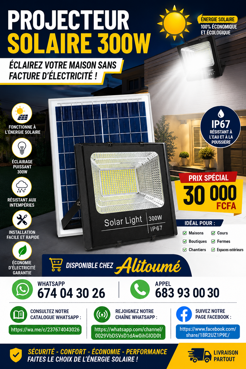 PROJECTEUR SOLAIRE 300W 