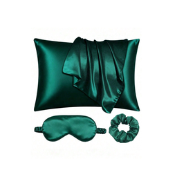 Silk Pillow Case (1) &+ Sleep Mask & Hair Scrunchie Set 