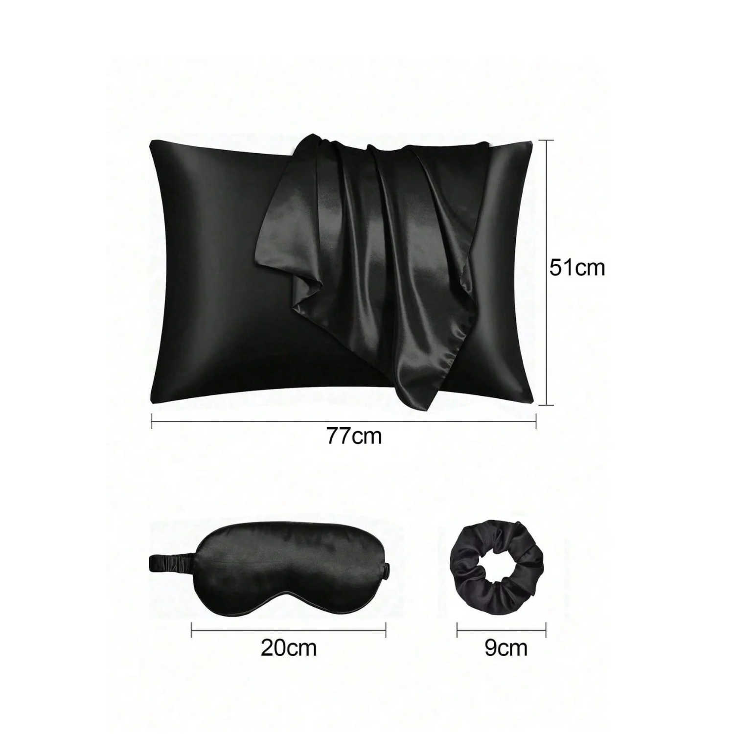 Silk Pillow Case (1) &+ Sleep Mask & Hair Scrunchie Set _1