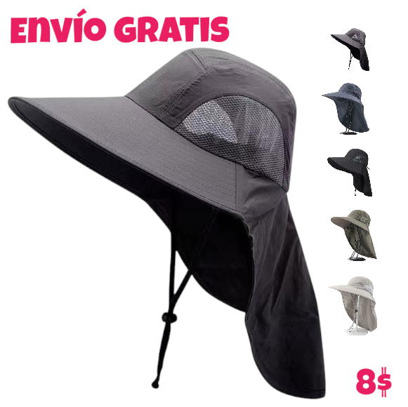 Sombrero Gorra Senderismo Pesca Protección Sol Uv Ajustable_11