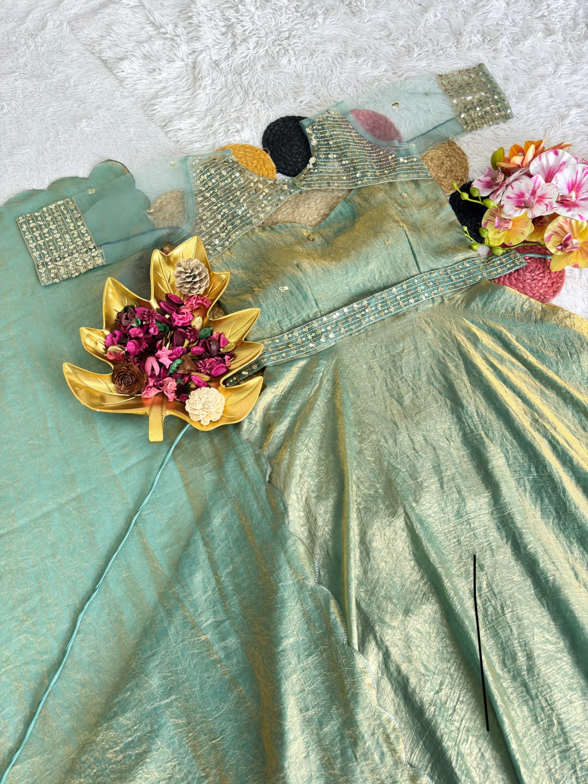  Beautiful Sequins Embroidery Gown With Coat and Dupatta. RS_2