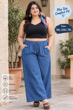  NEW PLUS SIZE WIDE LEG DENIM PANT RS