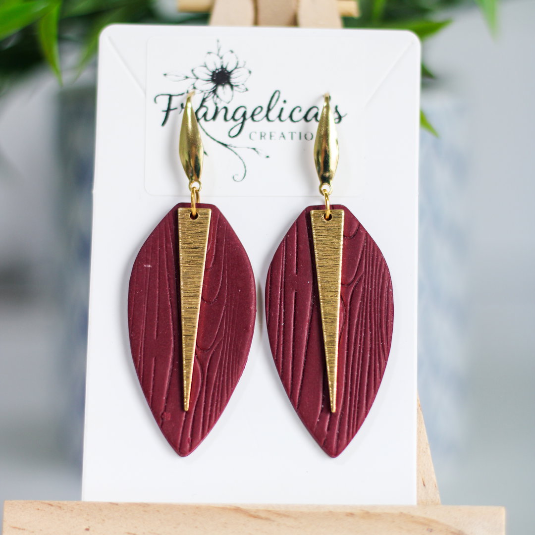 Modern Willow Leaf - Deep Burgundy