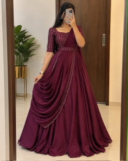 Blooming vichitra silk draping style gown  JK