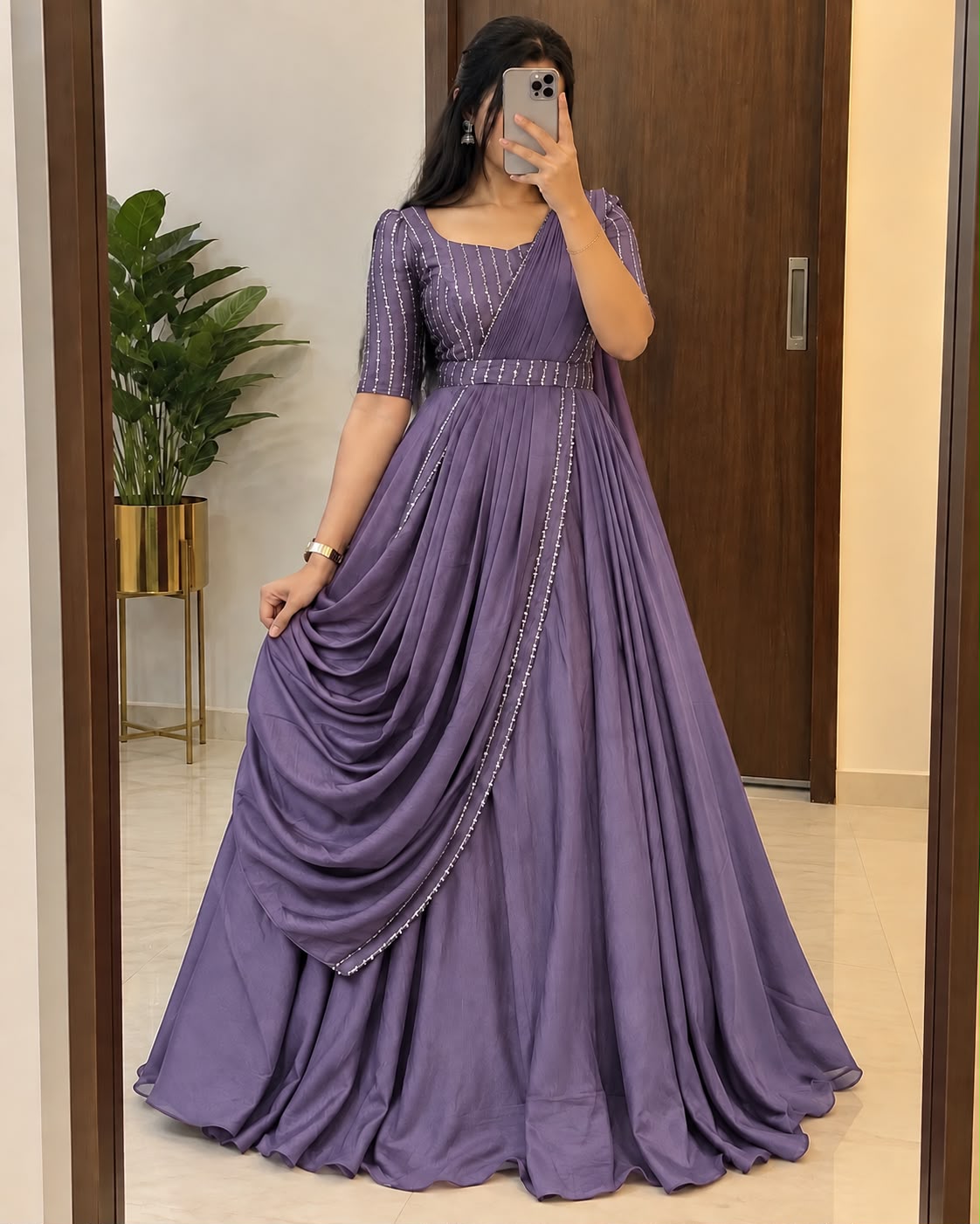 Blooming vichitra silk draping style gown  JK_3