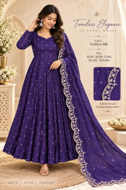 Vichitra Embroidery and details on luxurious  fabric anarkali JK