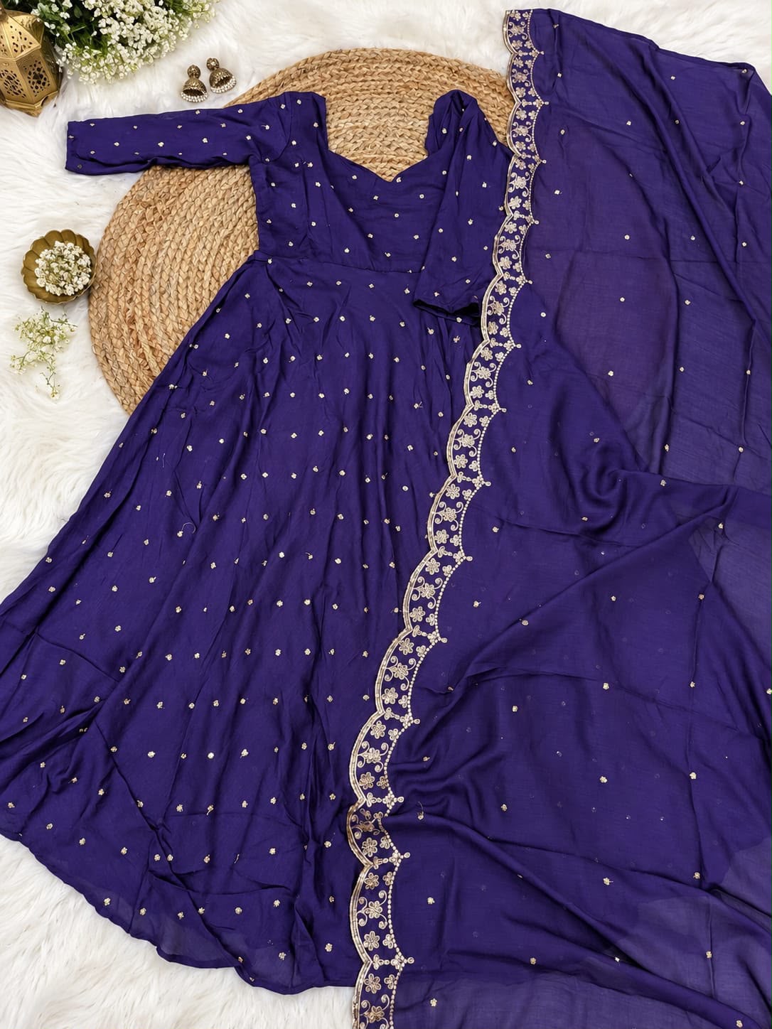 Vichitra Embroidery and details on luxurious  fabric anarkali JK_1