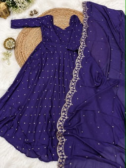 Vichitra Embroidery and details on luxurious  fabric anarkali JK