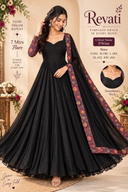 Jet-black solid with striking printed accents anarkali JK 