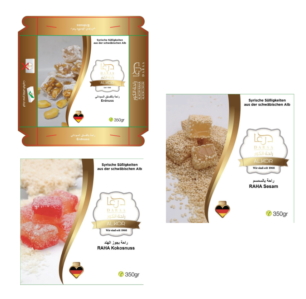 Raha  verschiedenen Geschmacksrichtungen mit Nüsse  – 1 st 350 g x 24 St-Stückpreis: 2 €- zzgl.MwSt/ راحة مشكلة بالمكسرات _0