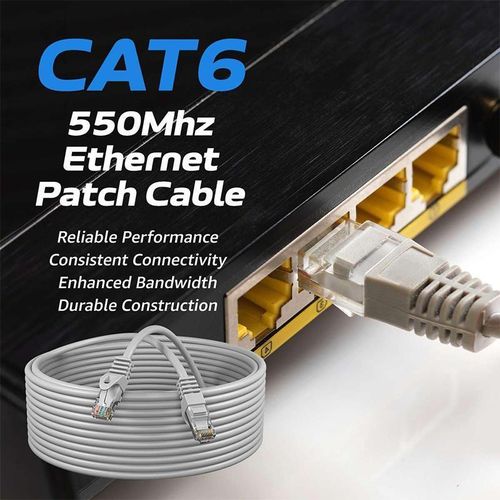 CAT6 Network Ethernet Patch Cable, 550Mhz Internet Wire, Compatible with PC, Laptop, Modem, Router, TVs