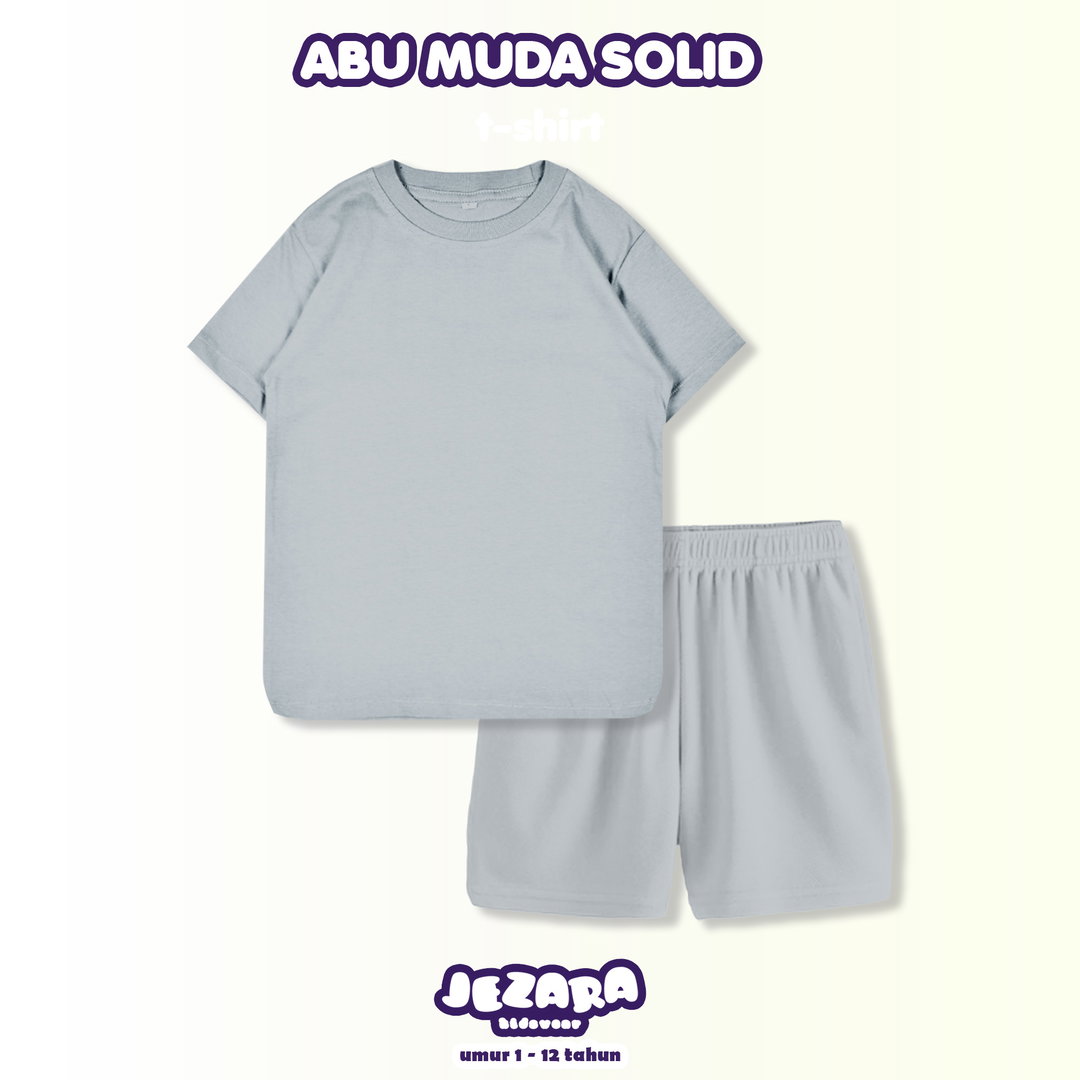 SETELAN PENDEK POLOS ABU MUDA SOLID