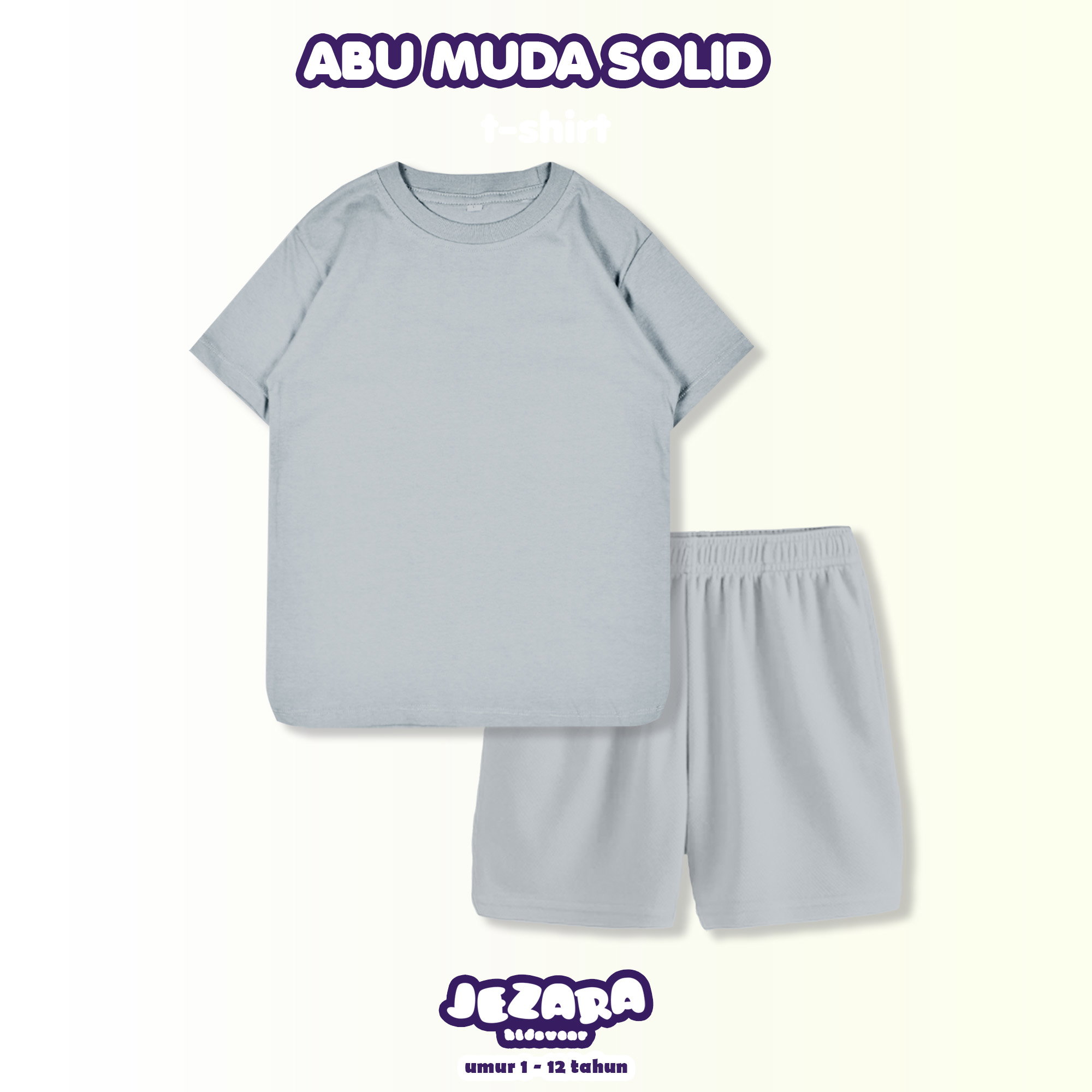 SETELAN PENDEK POLOS ABU MUDA SOLID_0