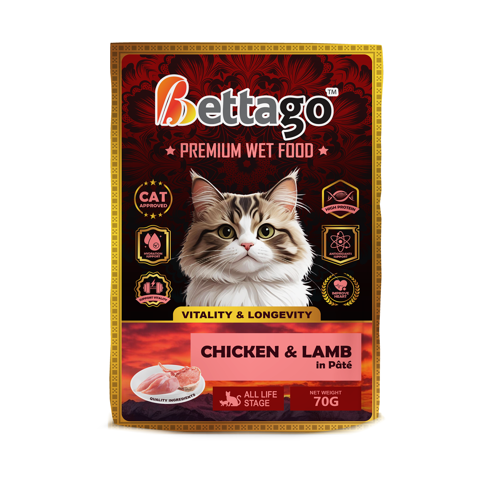 Bettago Premium Wet Cat Food (Pâté) Pouch - 70g_2