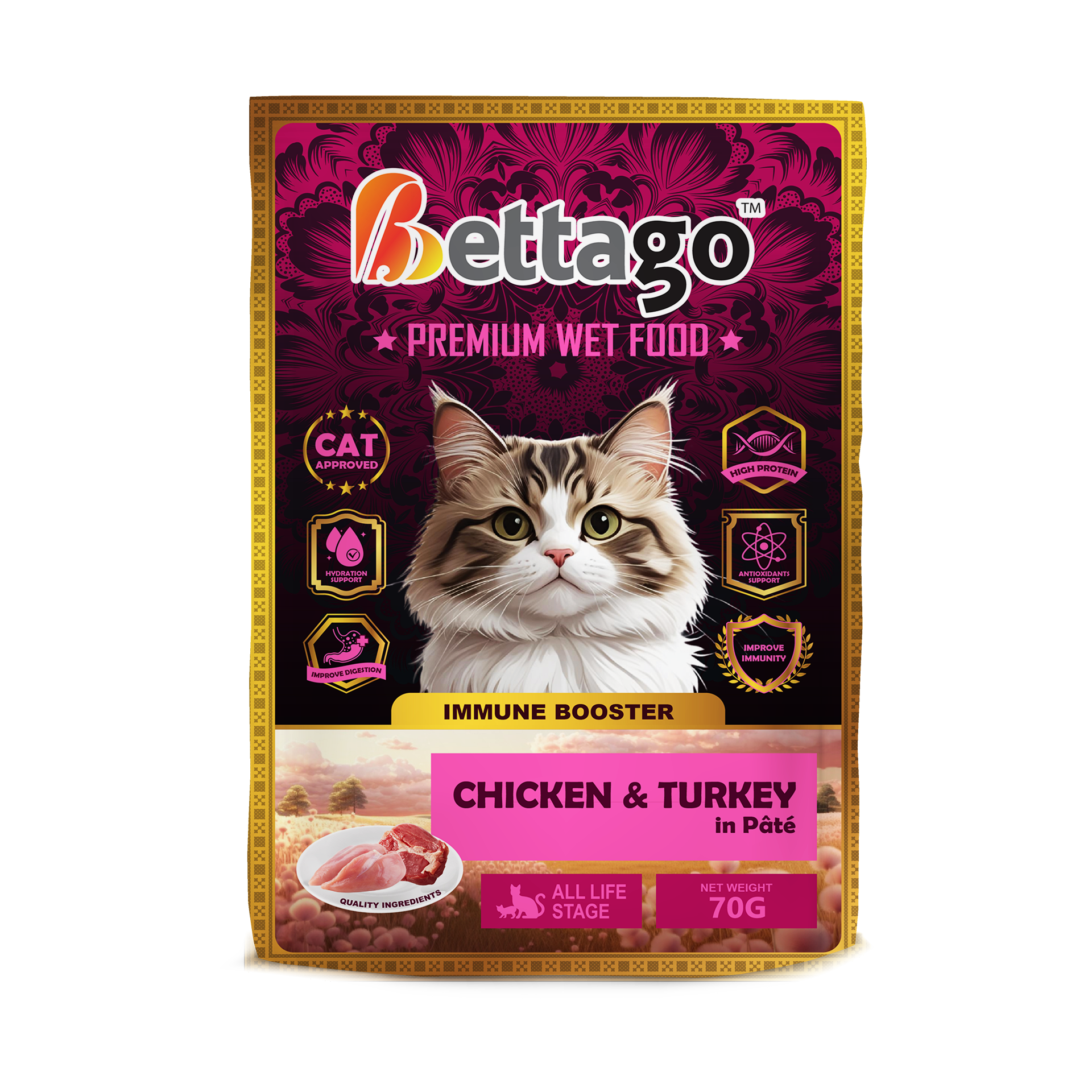 Bettago Premium Wet Cat Food (Pâté) Pouch - 70g_7