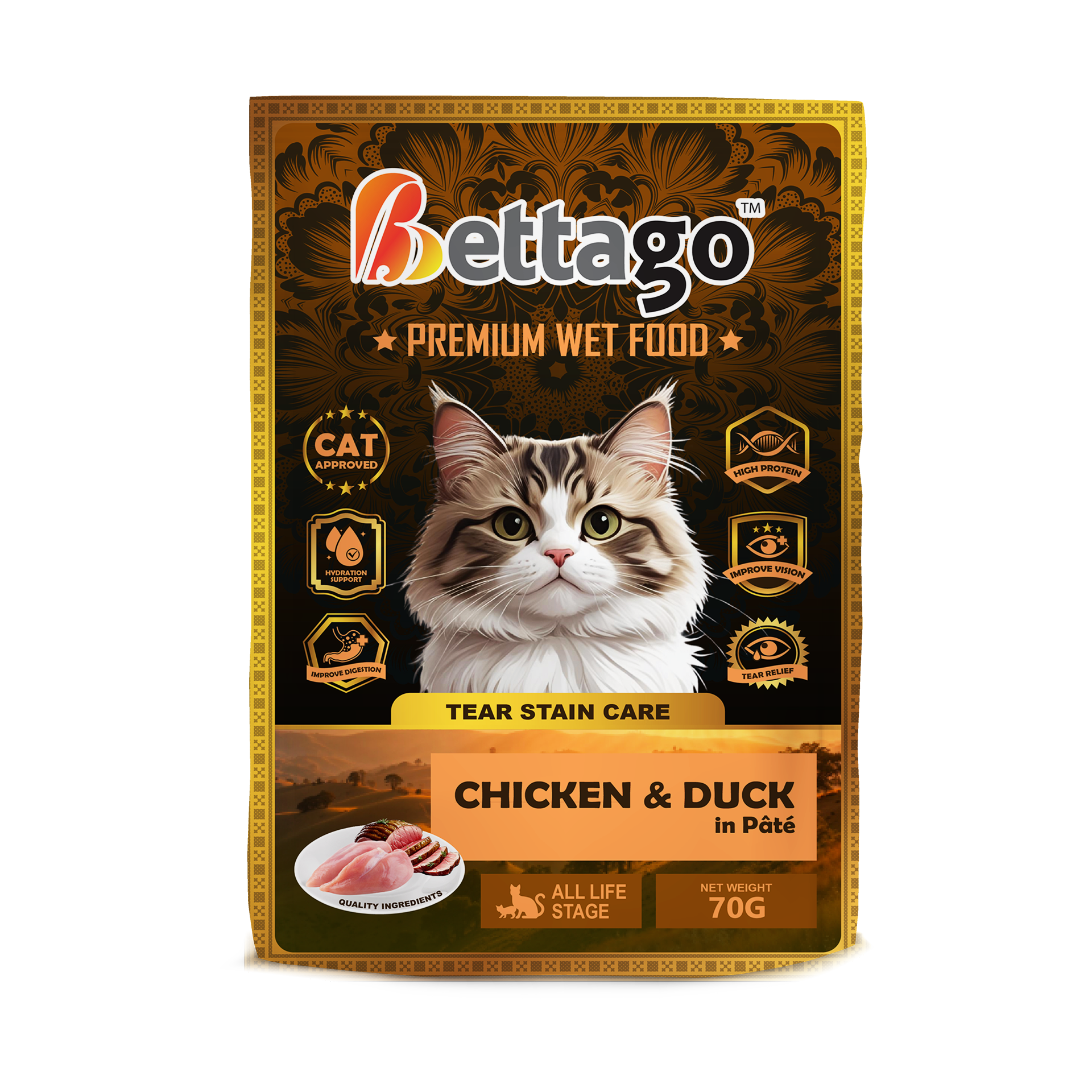 Bettago Premium Wet Cat Food (Pâté) Pouch - 70g_8