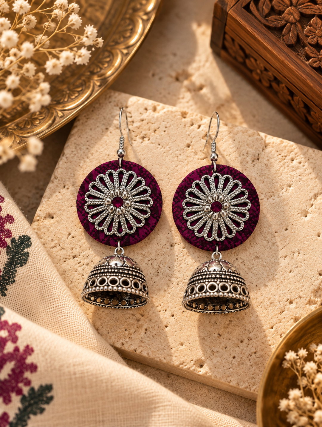 Gulabi Phool Jhumkas