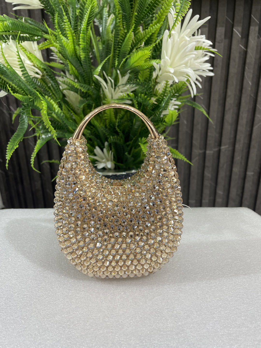 Gold Crystal Beaded Clutch Bag