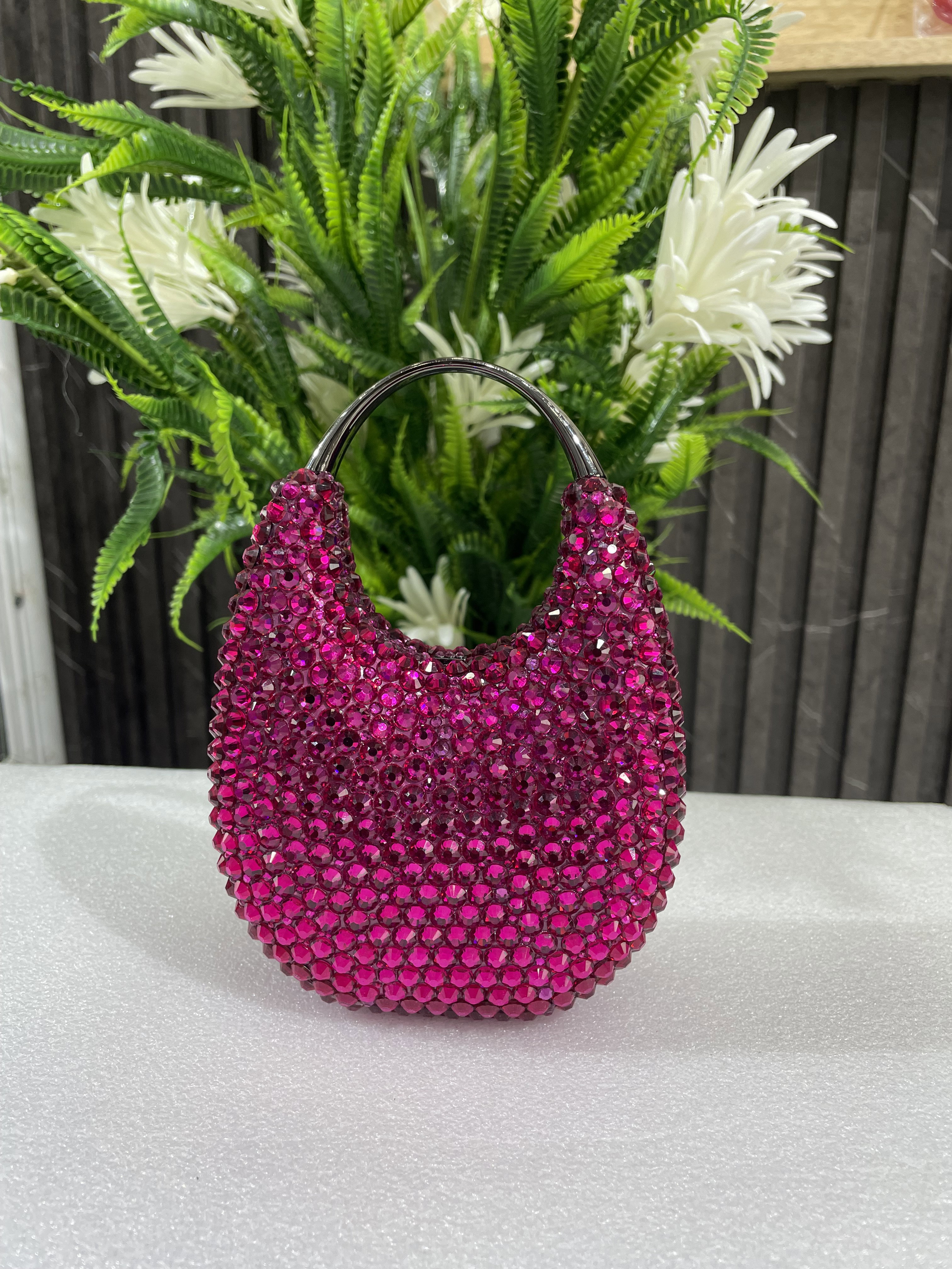 Pink Crystal Beaded Clutch Bag_0