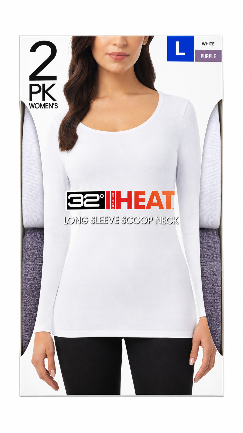 32 Degree- 2 Pack Women’s Heat Long Sleeve scoop neck_0