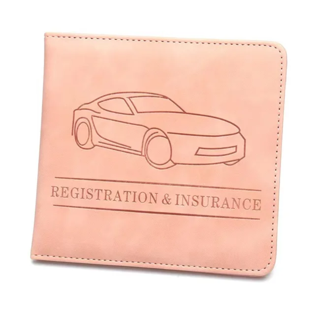 PORTE DOCUMENT POUR VÉHICULE CARRÉ ROSE _0