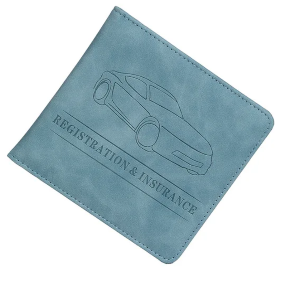 PORTE DOCUMENT POUR VÉHICULE CARRÉ BLEU CIEL