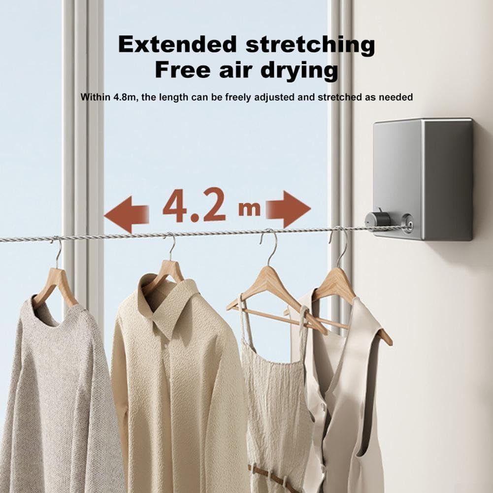 Japanese Clothesline 4.2m Retractable Wall-Mounted Indoor Drying Line