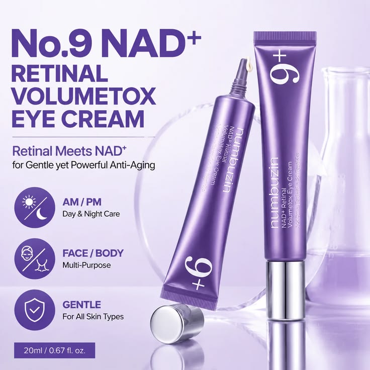 Numbuzin No. 9 NAD+ Retinol Volumetox Eye Cream + 50 Peptides (30 ml) 🖤✨