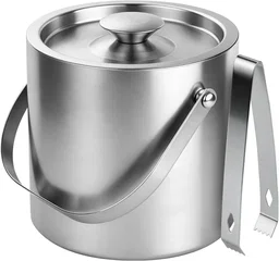 Stainless Steel Double-Walled Ice Bucket Set