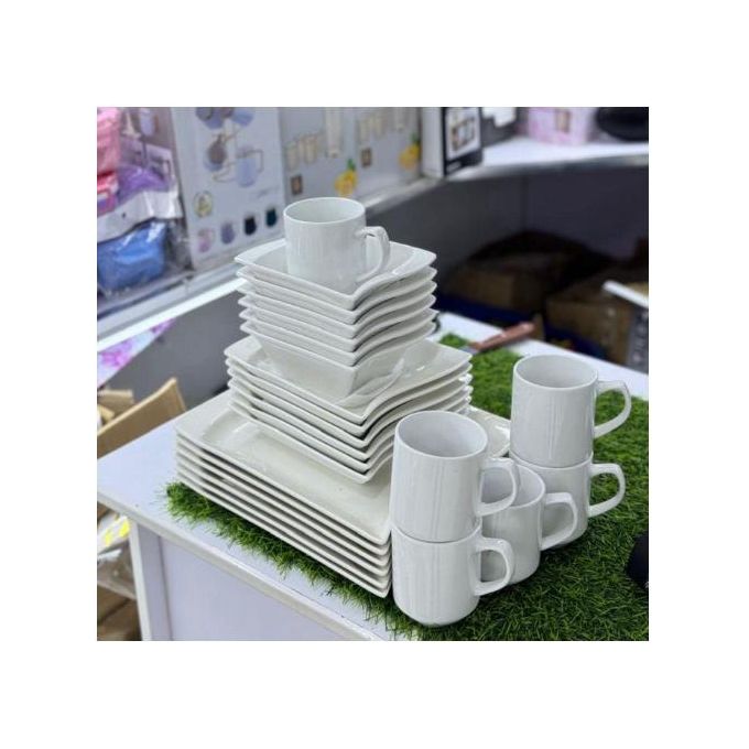 Modern Square White Ceramic Dinnerware Set