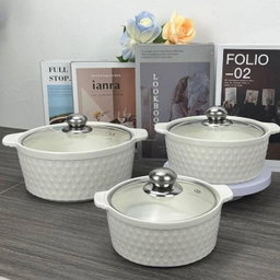 3-Piece Textured Ceramic Casserole Serving Set