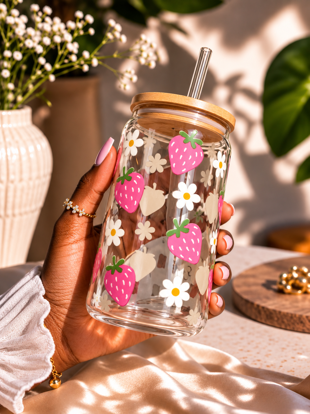 VERRE MOTIF FRAISE
