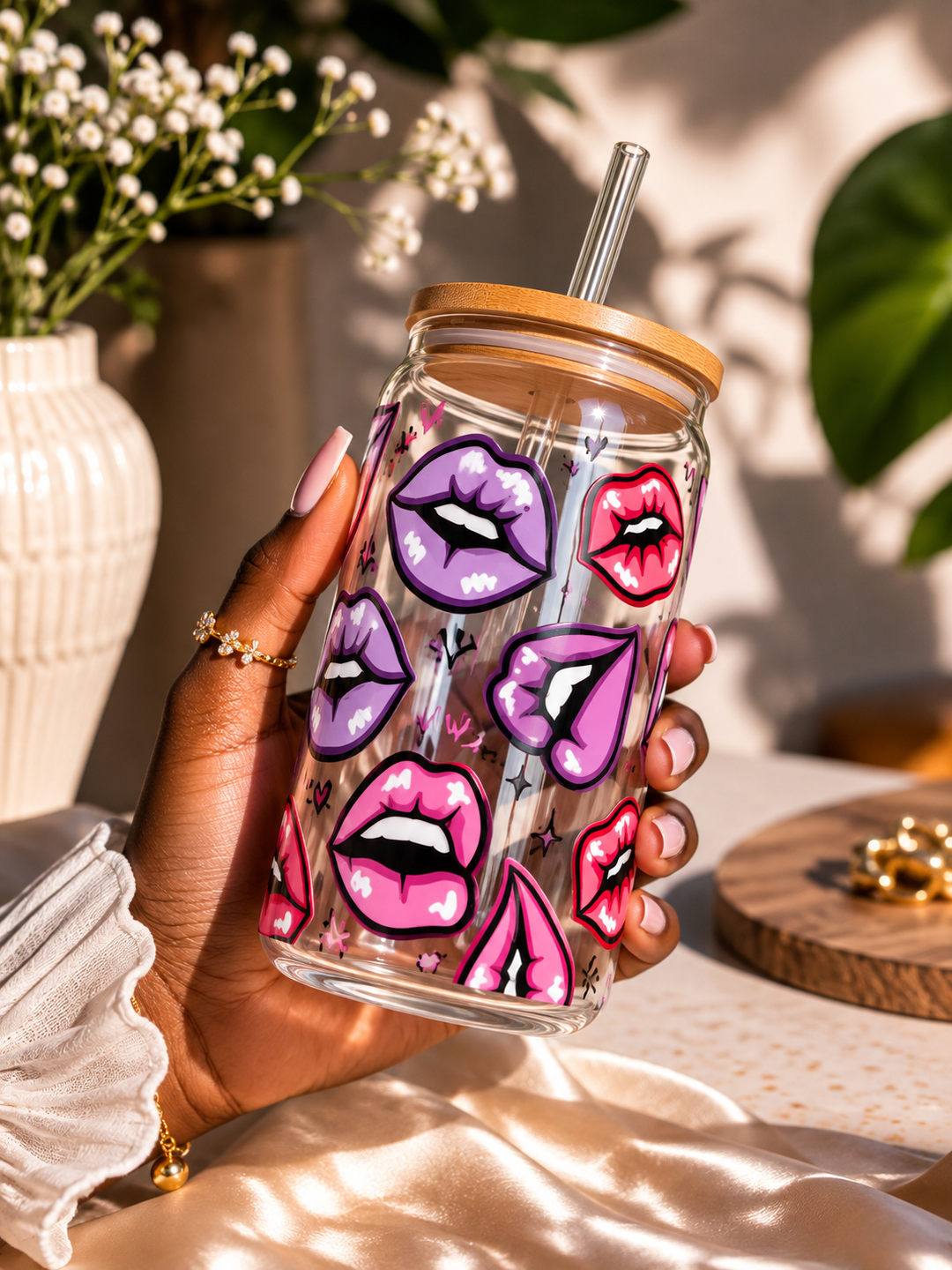 VERRE MOTIF BISOUS