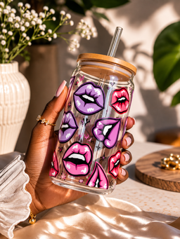 VERRE MOTIF BISOUS 
