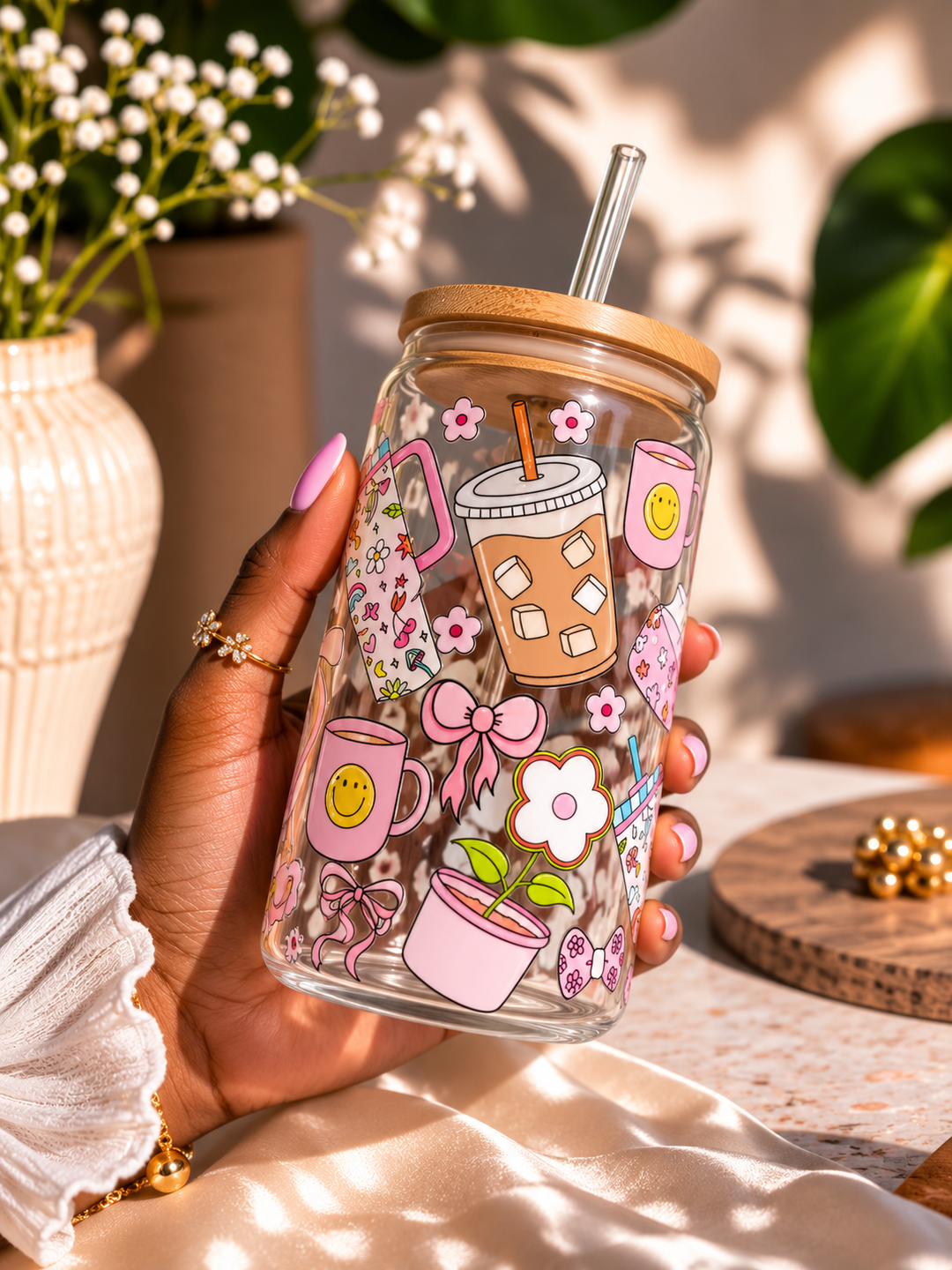 VERRE MOTIF GOURDE
