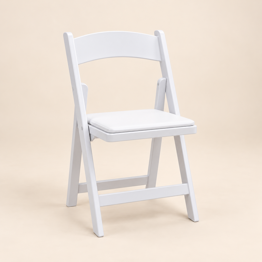 White Folding Chair With Cushions