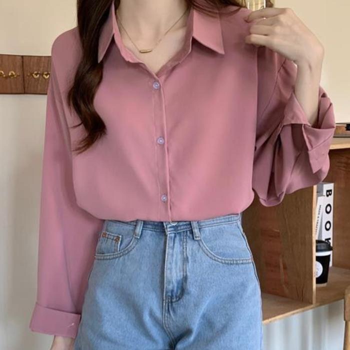 Kemeja Polos Wanita Korean Style_2