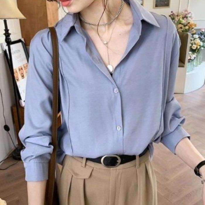 Kemeja Polos Wanita Korean Style_3