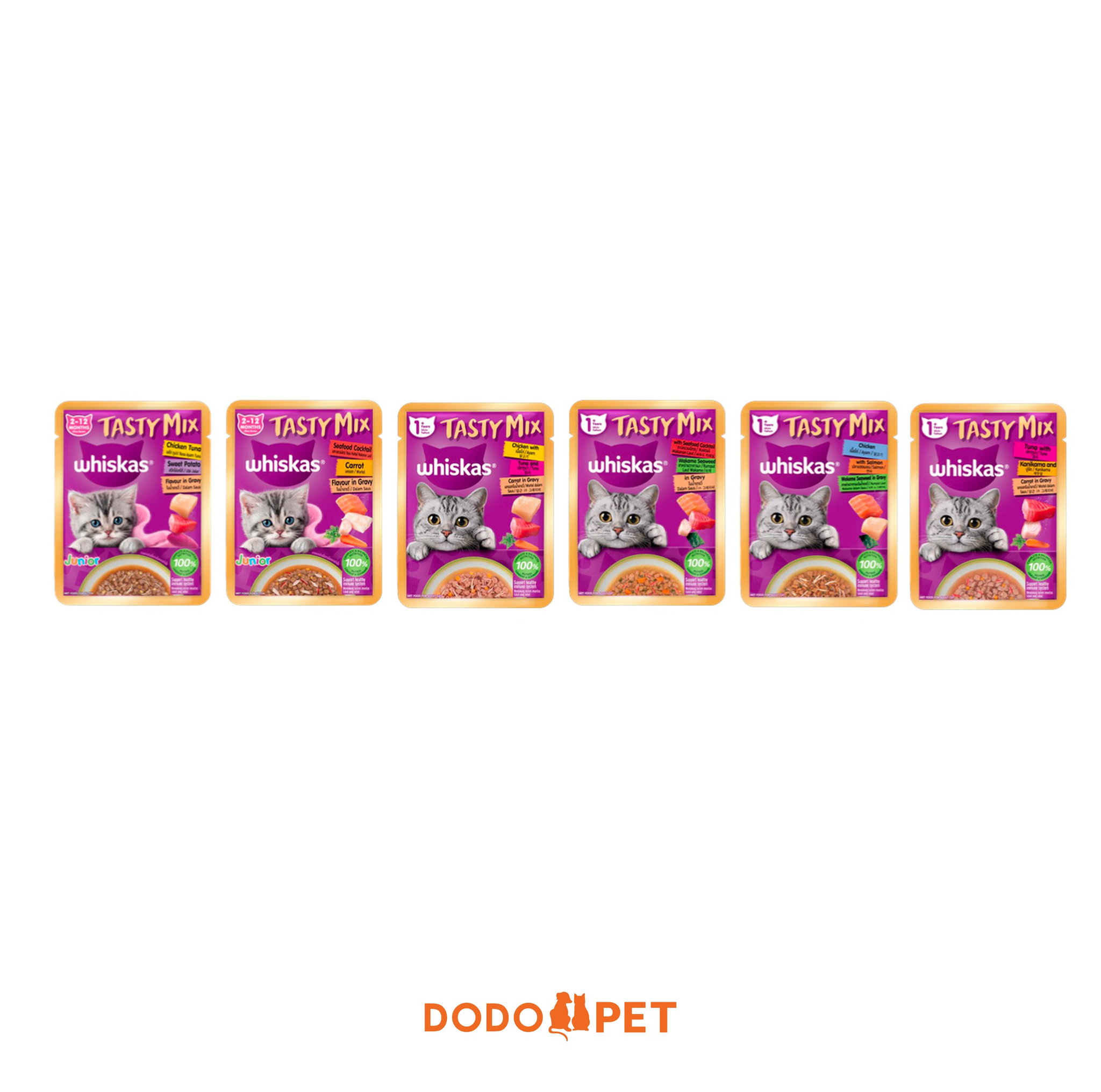 Whiskas Tasty Mix Wet Cat Food Pouch (In Gravy) - 80g_0