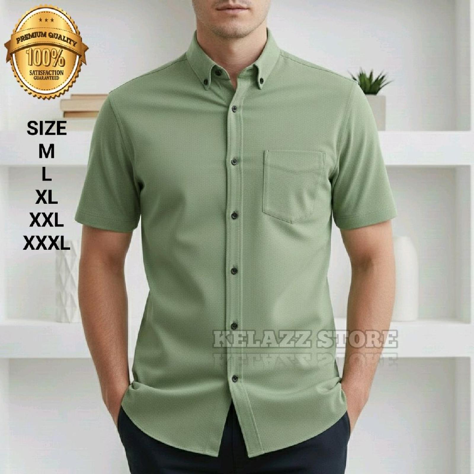 Kemeja Polos Sage Green Pria Lengan_1