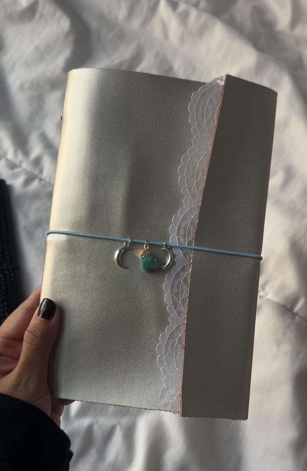 Silver leather journal cover_0