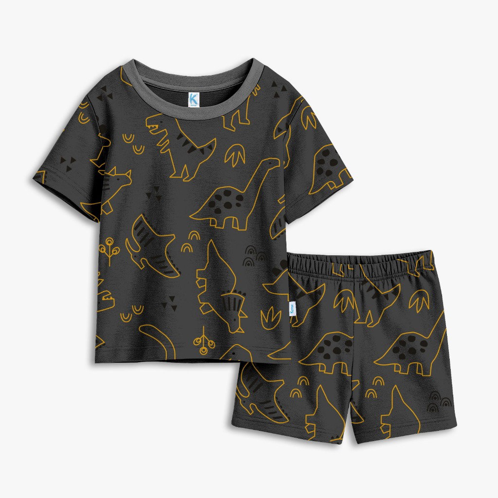 SETELAN PENDEK DINO LINE OLD GREY