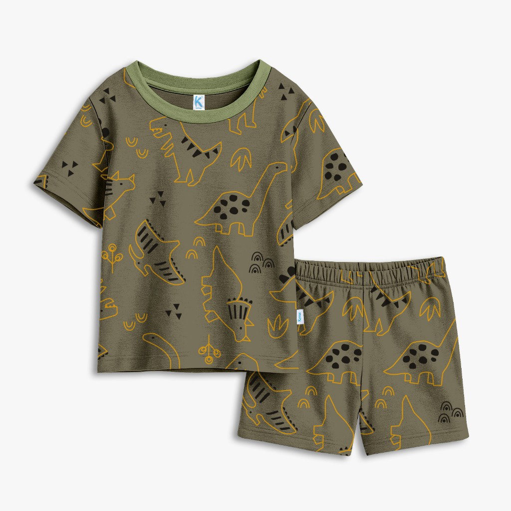 SETELAN PENDEK DINO LINE MOSS GREEN