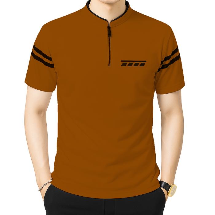 Kaos Pria Kerah Shanghai Saku Polet Lengan Garis _5