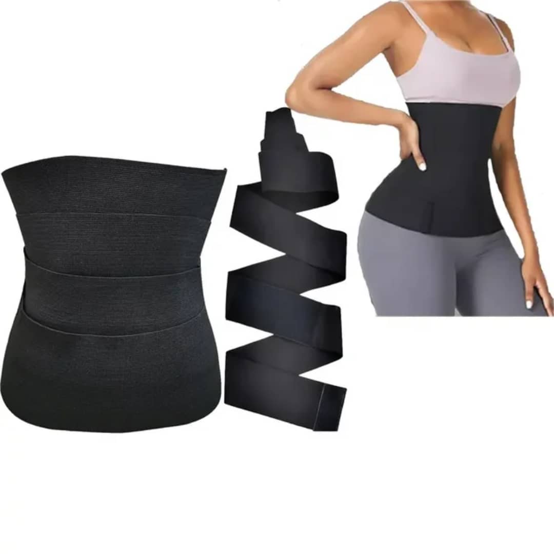 Black elastic bandage wrap waist trainer 