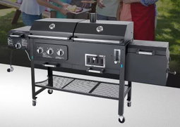Dual-fuel combo grill and smoker combo