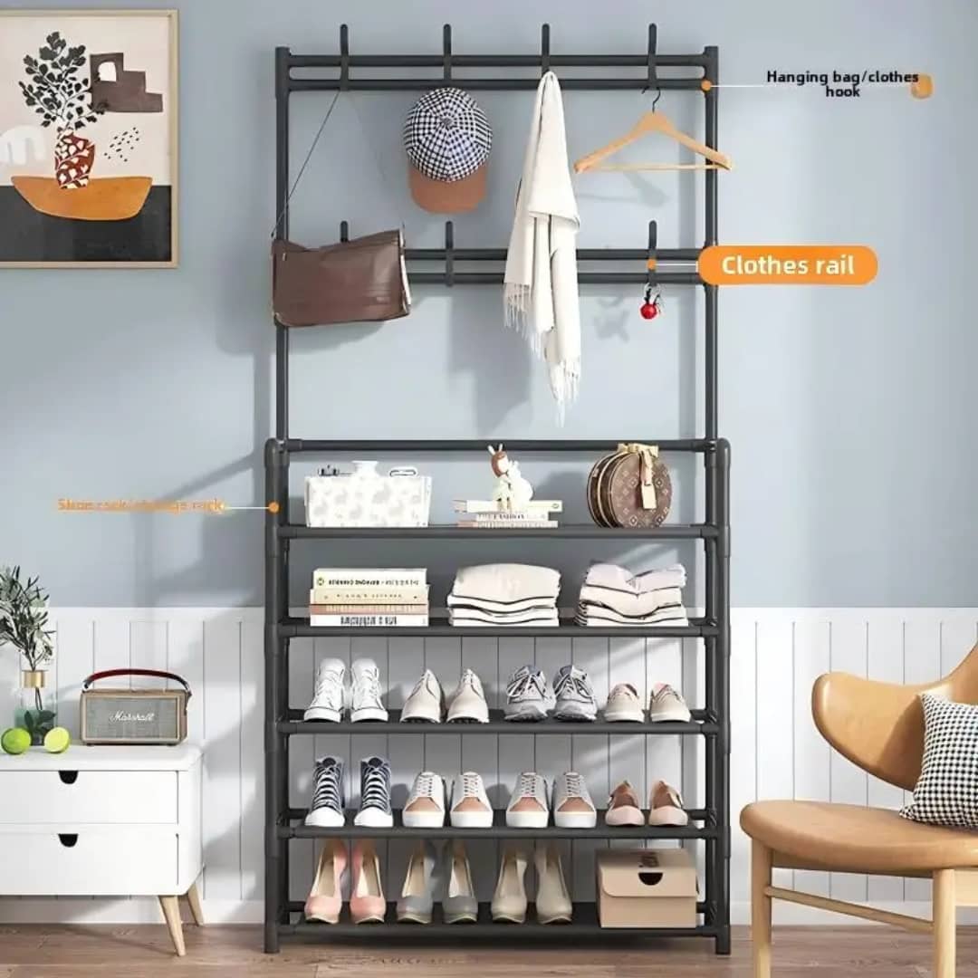 3in 1 Entryway Hall Tree Coat and Shoe Rack Organizer