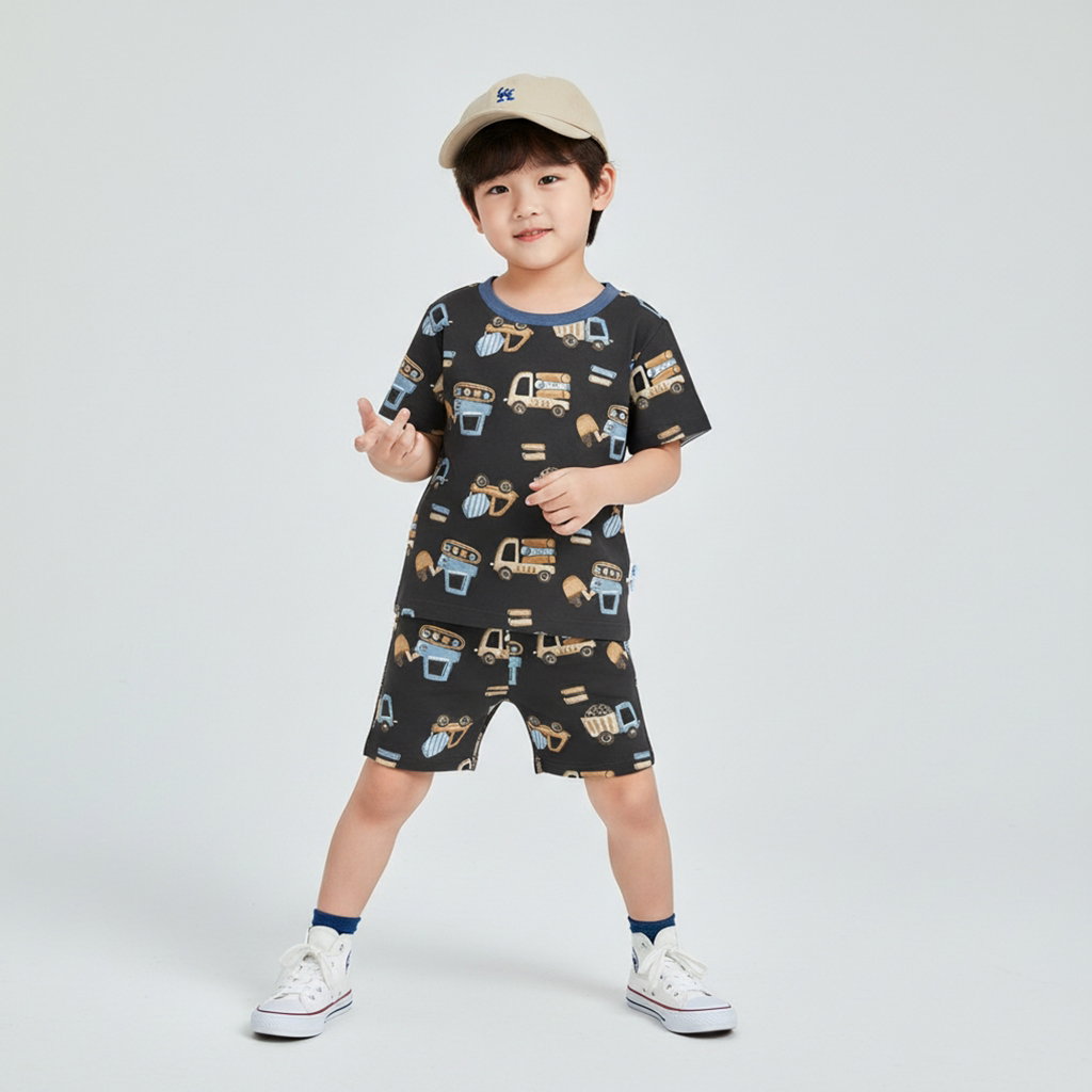 SETELAN PENDEK TRUCK AND DIGGER BLACK